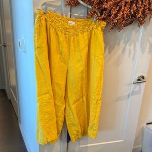 Anthropologie Somerset  Yellow wide
Leg smocked
Waist pants